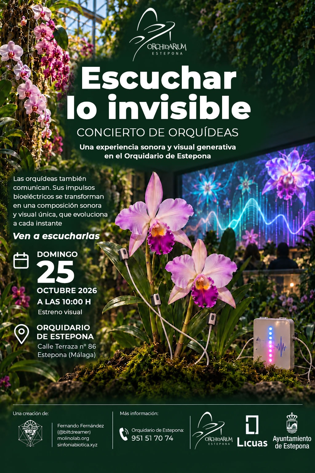 El Orquidario de Estepona presenta el domingo 25 de octubre un concierto generado con la actividad eléctrica de sus orquídeas